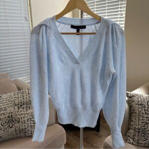 White House Black Market Light Blue V-Neck Sweater